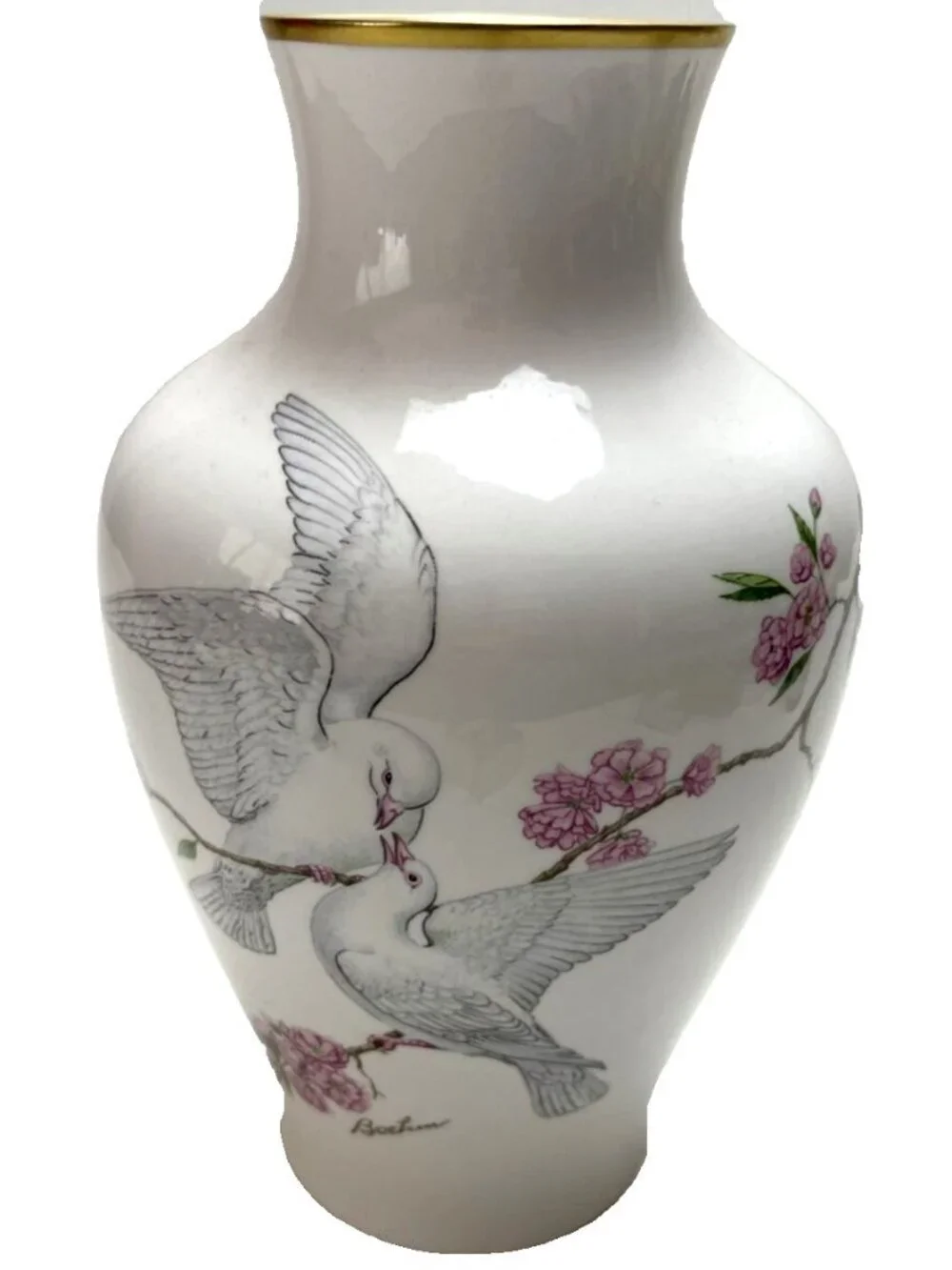 Edward Marshall Boehm Studios Bone China Tranquility Vase Happiness Forever VTG